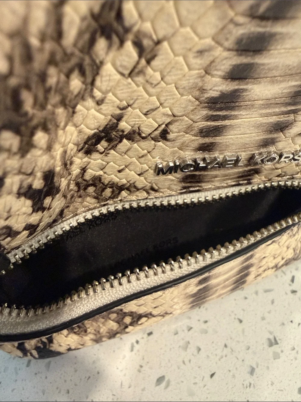 Michael Kors snake embossed leather mini backpack